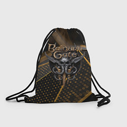 Рюкзак-мешок Baldurs Gate 3 logo dark gold geometry, цвет: 3D-принт