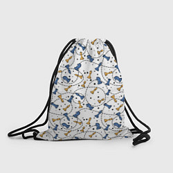 Рюкзак-мешок Синие и желтые шахматные фигуры на белом фоне, цвет: 3D-принт