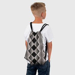 Рюкзак-мешок Черные бежевые ромбы, цвет: 3D-принт — фото 2