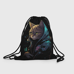 Рюкзак-мешок Кот в стиле киберпанк, цвет: 3D-принт