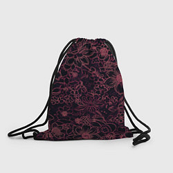 Рюкзак-мешок Цветочная тёмно-красный, цвет: 3D-принт