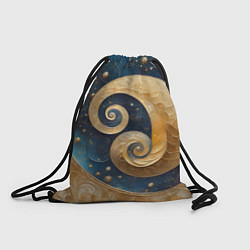 Рюкзак-мешок Синий золотой декоративный орнамент, цвет: 3D-принт