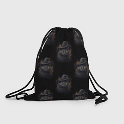 Рюкзак-мешок Паттерн с черными котами в шляпах, цвет: 3D-принт
