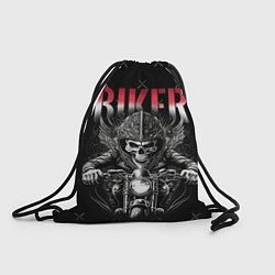 Рюкзак-мешок Скелет байкера на мотоцикле, цвет: 3D-принт