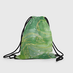Рюкзак-мешок Абстрактный зеленый мрамор с золотым, цвет: 3D-принт