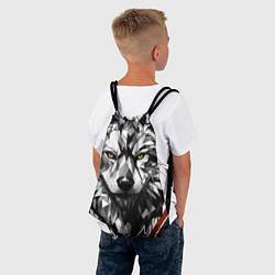 Рюкзак-мешок Черный волк - полигональная голова зверя, цвет: 3D-принт — фото 2