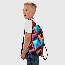 Рюкзак-мешок Разноцветные объёмные ромбы узор, цвет: 3D-принт — фото 2