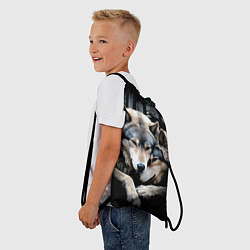 Рюкзак-мешок Волки - молодая семья, цвет: 3D-принт — фото 2