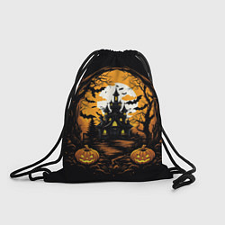 Рюкзак-мешок Ночной хэллоуинский замок и тыквы, цвет: 3D-принт