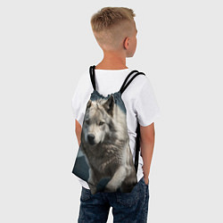 Рюкзак-мешок Белый волк вожак стаи, цвет: 3D-принт — фото 2