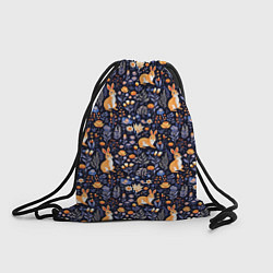 Рюкзак-мешок Оранжевые зайчики в траве на синем фоне, цвет: 3D-принт