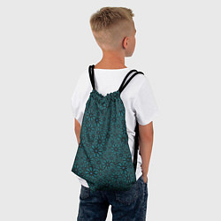 Рюкзак-мешок Цветочный паттерн сине-зелёный, цвет: 3D-принт — фото 2