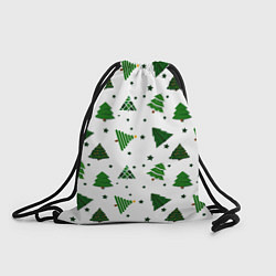 Рюкзак-мешок Узор с зелеными елочками, цвет: 3D-принт