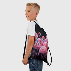 Рюкзак-мешок Стая розовых фламинго в темноте, цвет: 3D-принт — фото 2
