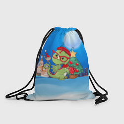 Рюкзак-мешок Дракончик в очках у елки, цвет: 3D-принт
