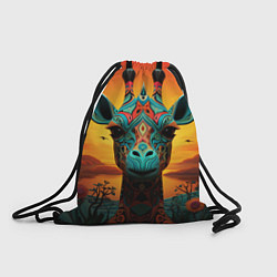Рюкзак-мешок Жираф в стиле фолк-арт, цвет: 3D-принт