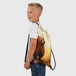 Рюкзак-мешок Мишка в осеннем лесу фолк-арт, цвет: 3D-принт — фото 2