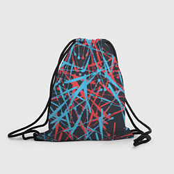 Рюкзак-мешок Синие и красные гранжевые полосы, цвет: 3D-принт