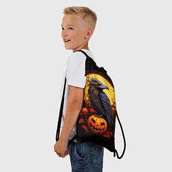 Рюкзак-мешок Halloween - ворон и тыква, цвет: 3D-принт — фото 2
