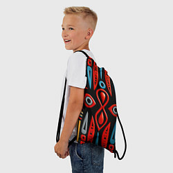 Рюкзак-мешок Красно-синий узор в африканском стиле, цвет: 3D-принт — фото 2