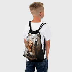 Рюкзак-мешок Славянка с большим белым медведем, цвет: 3D-принт — фото 2