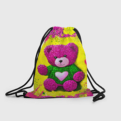 Рюкзак-мешок Розовый мишка в свитере, цвет: 3D-принт