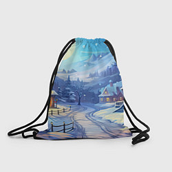 Рюкзак-мешок Зимняя новогодняя деревня, цвет: 3D-принт