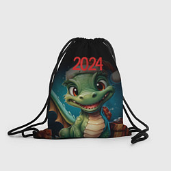 Рюкзак-мешок 2024 Зеленый дракон новый год, цвет: 3D-принт