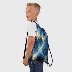Рюкзак-мешок Глубокая синева и золотые узоры, цвет: 3D-принт — фото 2