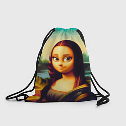 Рюкзак-мешок Нейросеть - Мона Лиза в стиле Pixar, цвет: 3D-принт