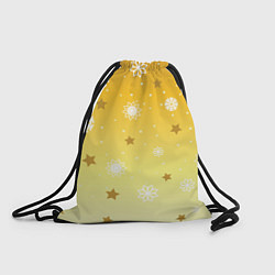 Рюкзак-мешок Снежинки и звезды на желтом, цвет: 3D-принт