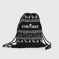 Рюкзак-мешок CS GO новогодний свитер с оленями, цвет: 3D-принт