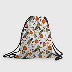 Рюкзак-мешок Перья и физалис, цвет: 3D-принт