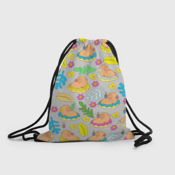 Рюкзак-мешок Семья капибар на отдыхе, цвет: 3D-принт