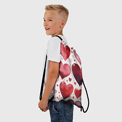 Рюкзак-мешок Паттерн акварельные сердечки, цвет: 3D-принт — фото 2