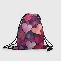 Рюкзак-мешок Много акварельных сердец, цвет: 3D-принт