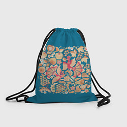 Рюкзак-мешок Цветущий русский сад с птицами и плодами, цвет: 3D-принт