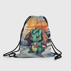 Рюкзак-мешок Милый дракончик зеленый, цвет: 3D-принт