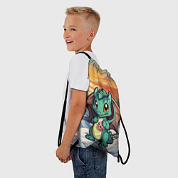 Рюкзак-мешок Милый дракончик зеленый, цвет: 3D-принт — фото 2
