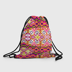 Рюкзак-мешок Розовый орнамент имитация ткань икат, цвет: 3D-принт