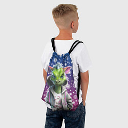 Рюкзак-мешок Зеленый дракон и снежинки, цвет: 3D-принт — фото 2