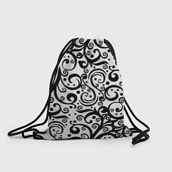Рюкзак-мешок Чёрный кружевной узор, цвет: 3D-принт