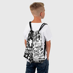 Рюкзак-мешок Billie Eilish чернобелые битва лого, цвет: 3D-принт — фото 2