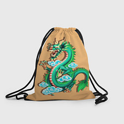 Рюкзак-мешок Зелёный дракон на оранжевой текстуре, цвет: 3D-принт