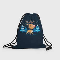 Рюкзак-мешок Светящийся новогодний олень, цвет: 3D-принт