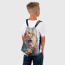 Рюкзак-мешок Голова льва в цветах на холсте, цвет: 3D-принт — фото 2
