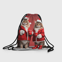 Рюкзак-мешок С новым котом - два кота в костюмах Санты, цвет: 3D-принт