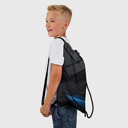 Рюкзак-мешок Голубая неоновая полоса на черном, цвет: 3D-принт — фото 2
