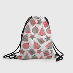 Рюкзак-мешок Праздничные узоры подарки, цвет: 3D-принт