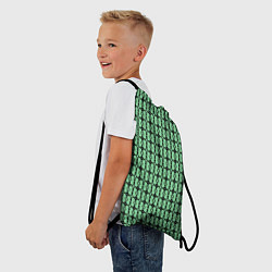 Рюкзак-мешок Чёрные узоры на зелёном, цвет: 3D-принт — фото 2